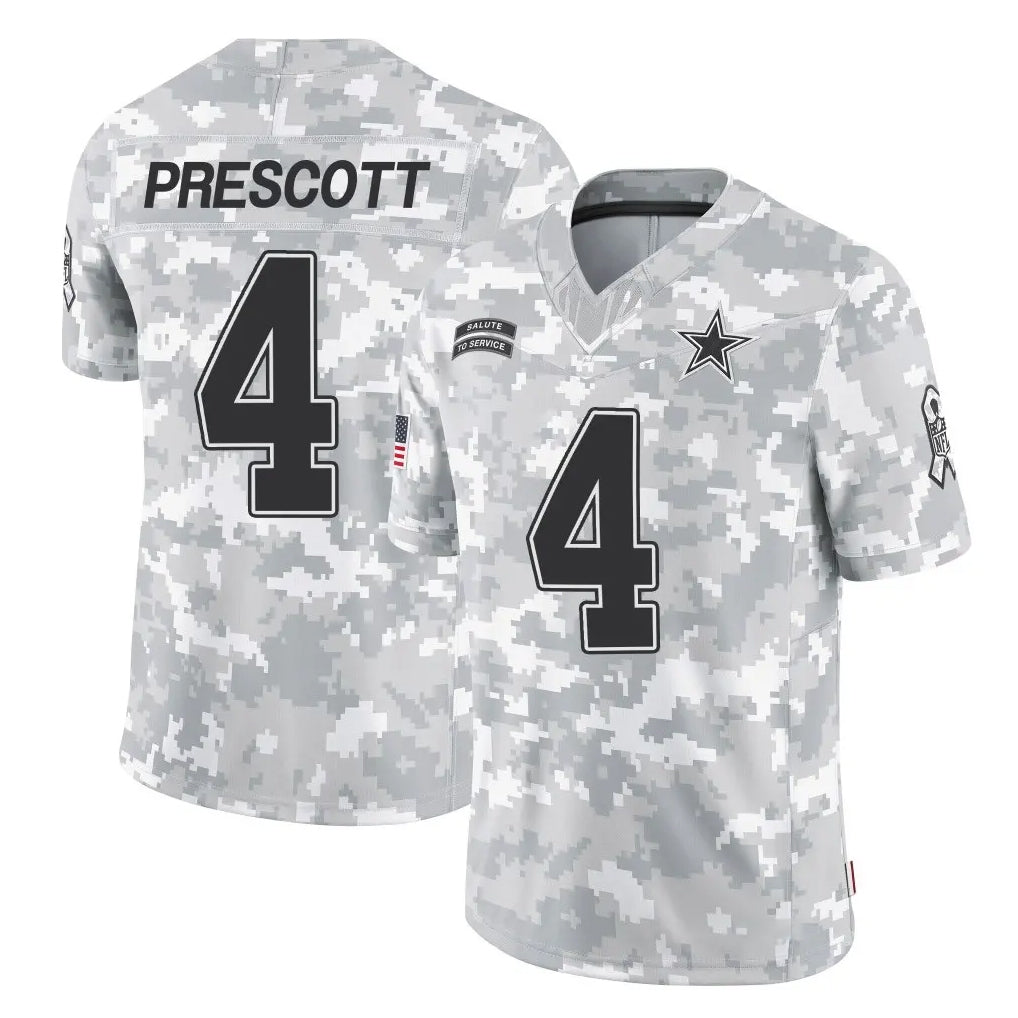 Elroe D.Cowboys #4 Dak Prescott Player Arctic Camo Salute to Service Limited Home Game Stitched Jerseys