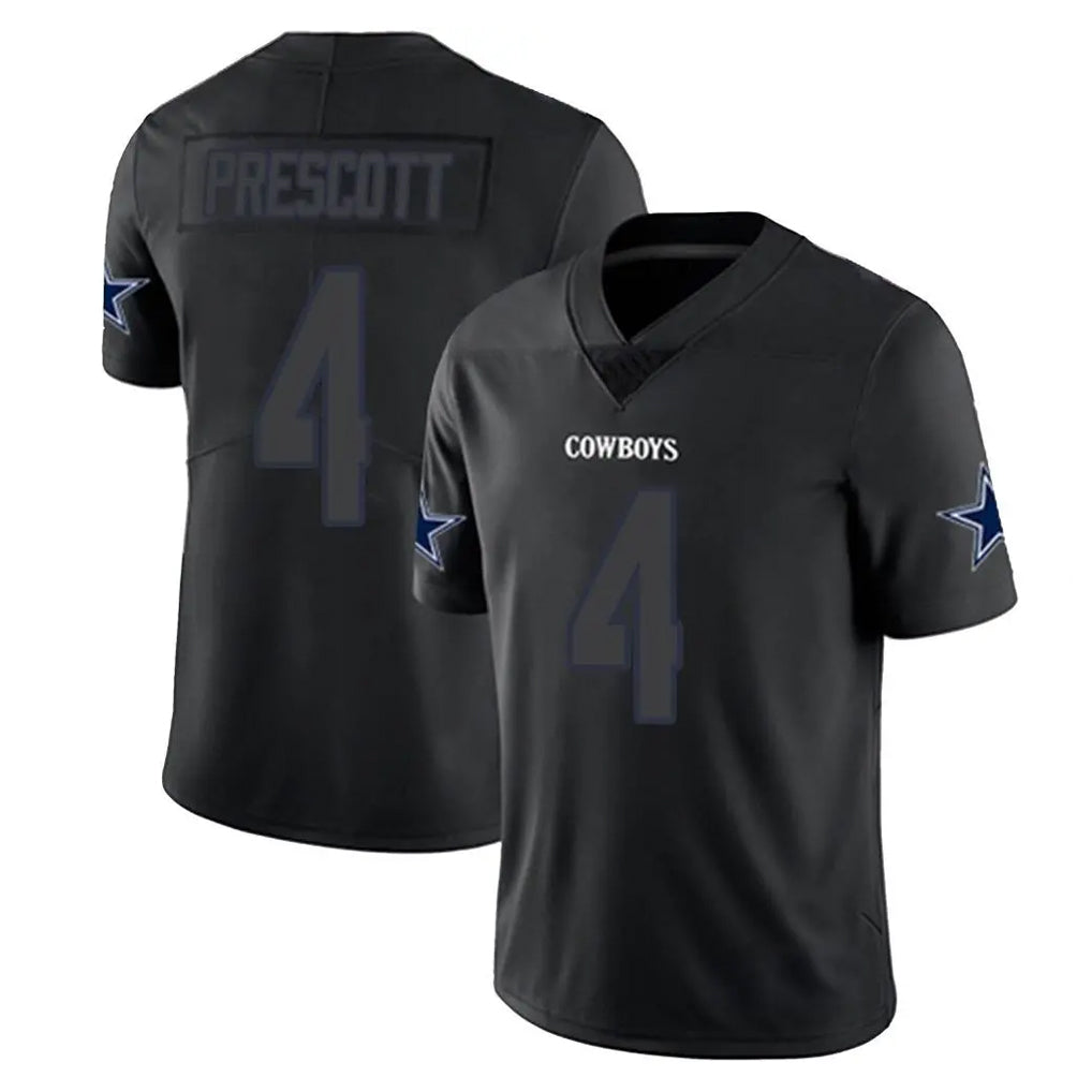 Elroe D.Cowboys #4 Dak Prescott Player Black Impact Limited Home Game Stitched Jerseys