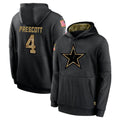 Elroe D.Cowboys #4 Dak Prescott Player Black Salute to Service Pullover Hoodies Limited Stitched Jerseys