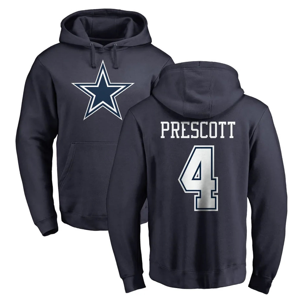 Elroe D.Cowboys #4 Dak Prescott Player Navy Pullover Hoodies Limited Stitched Jerseys