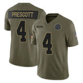 Elroe D.Cowboys #4 Dak Prescott Player Olive 2025 Salute to Service Limited Home Game Stitched Jerseys
