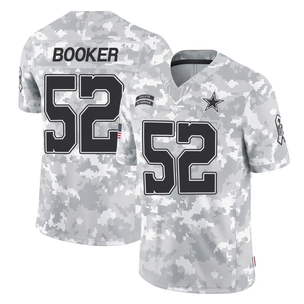 Elroe D.Cowboys #52 Tyler Booker Player Arctic Camo Salute to Service Limited Home Game Stitched Jerseys