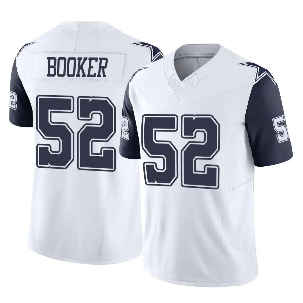 Elroe D.Cowboys #52 Tyler Booker Player White-Navy Limited Vapor F.U.S.E. Home Game Stitched Jerseys