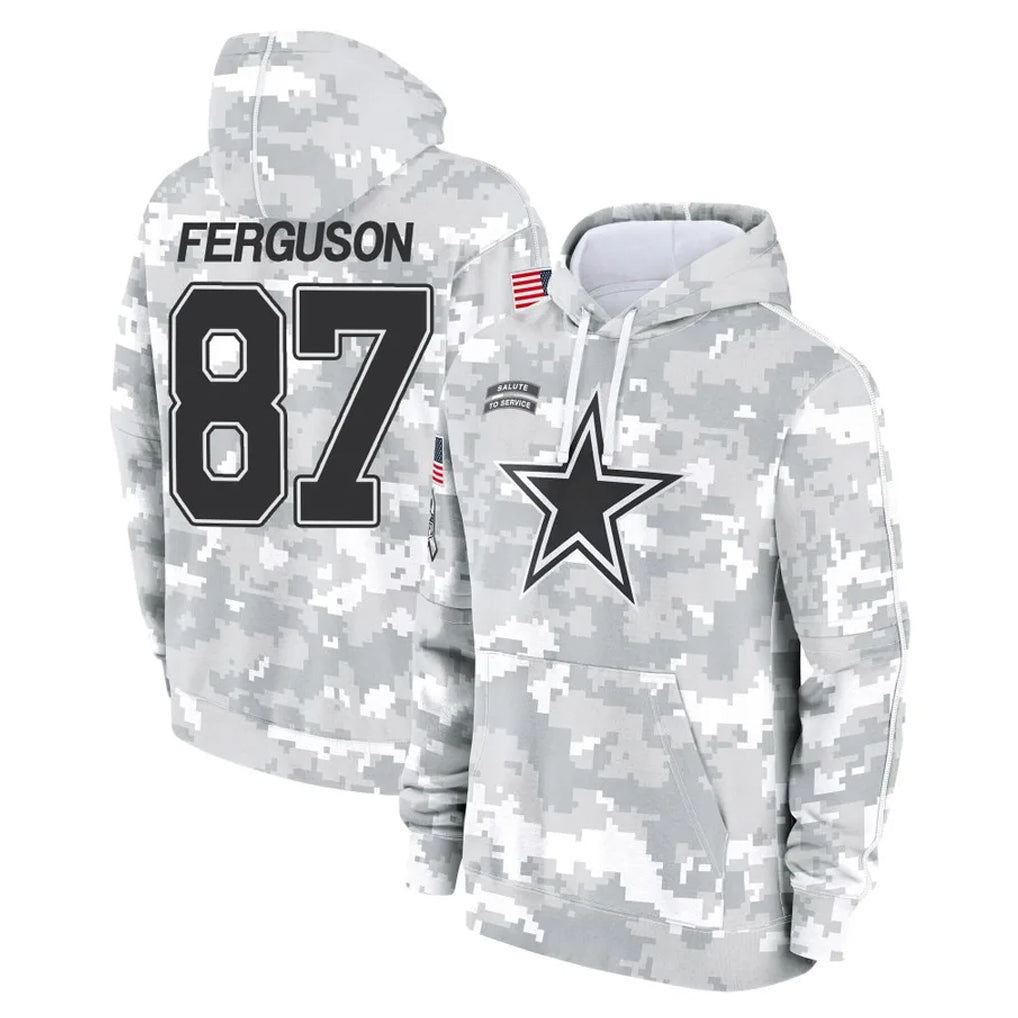 Elroe D.Cowboys #87 Jake Ferguson Player Arctic Camo Salute to Service Hoodies Limited Game Stitched Jerseys
