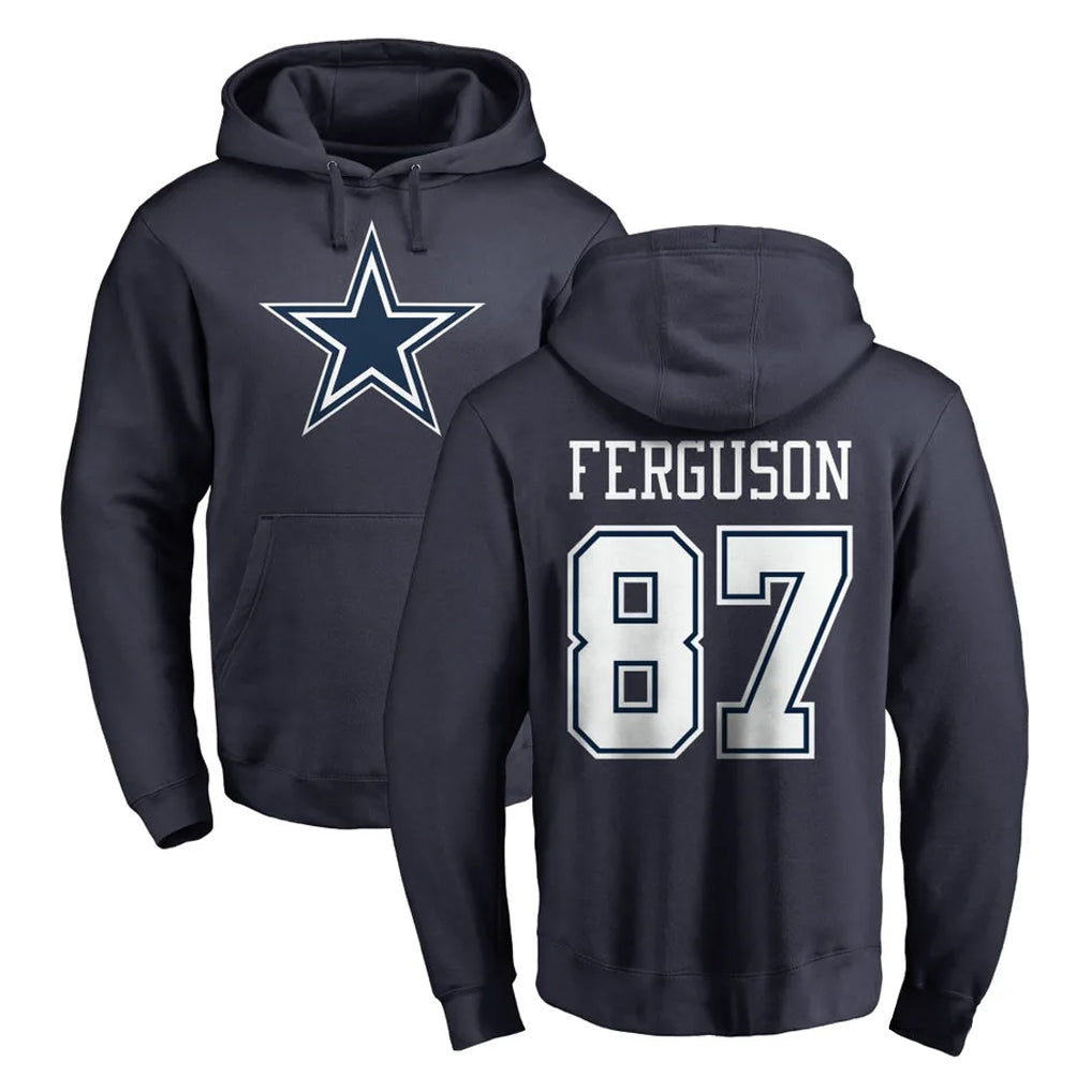 Elroe D.Cowboys #87 Jake Ferguson Player Navy Pullover Hoodies Limited Stitched Jerseys