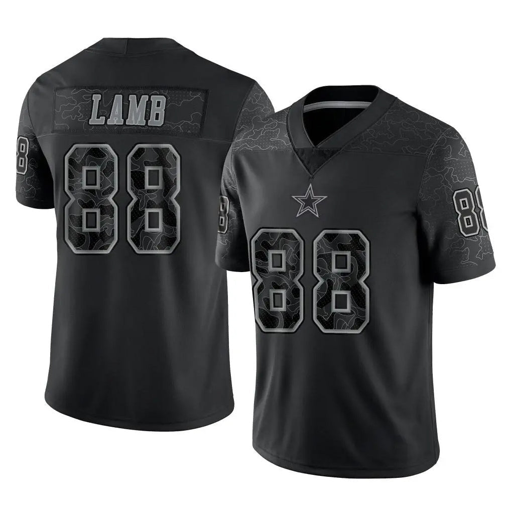 Elroe D.Cowboys #88 CeeDee Lamb Player Black Limited Reflective Home Game Stitched Jerseys
