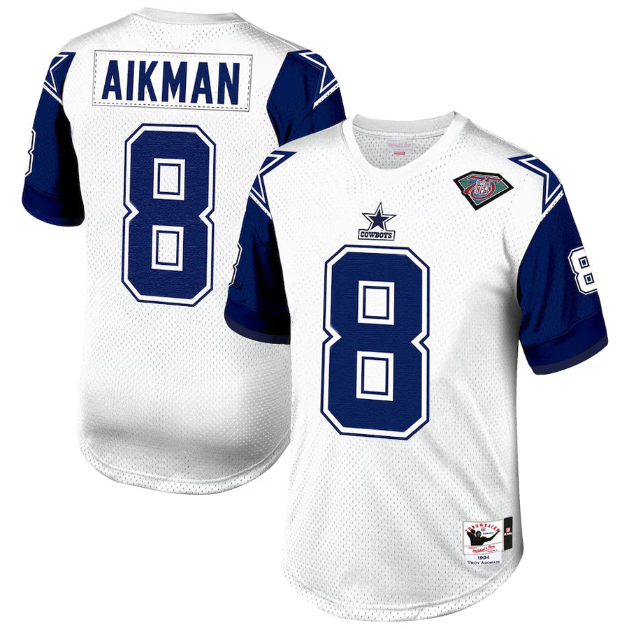 Elroe D.Cowboys #8 Troy Aikman Player Mitchell & Ness White 1994 Authentic Throwback Retired Stitched Jerseys