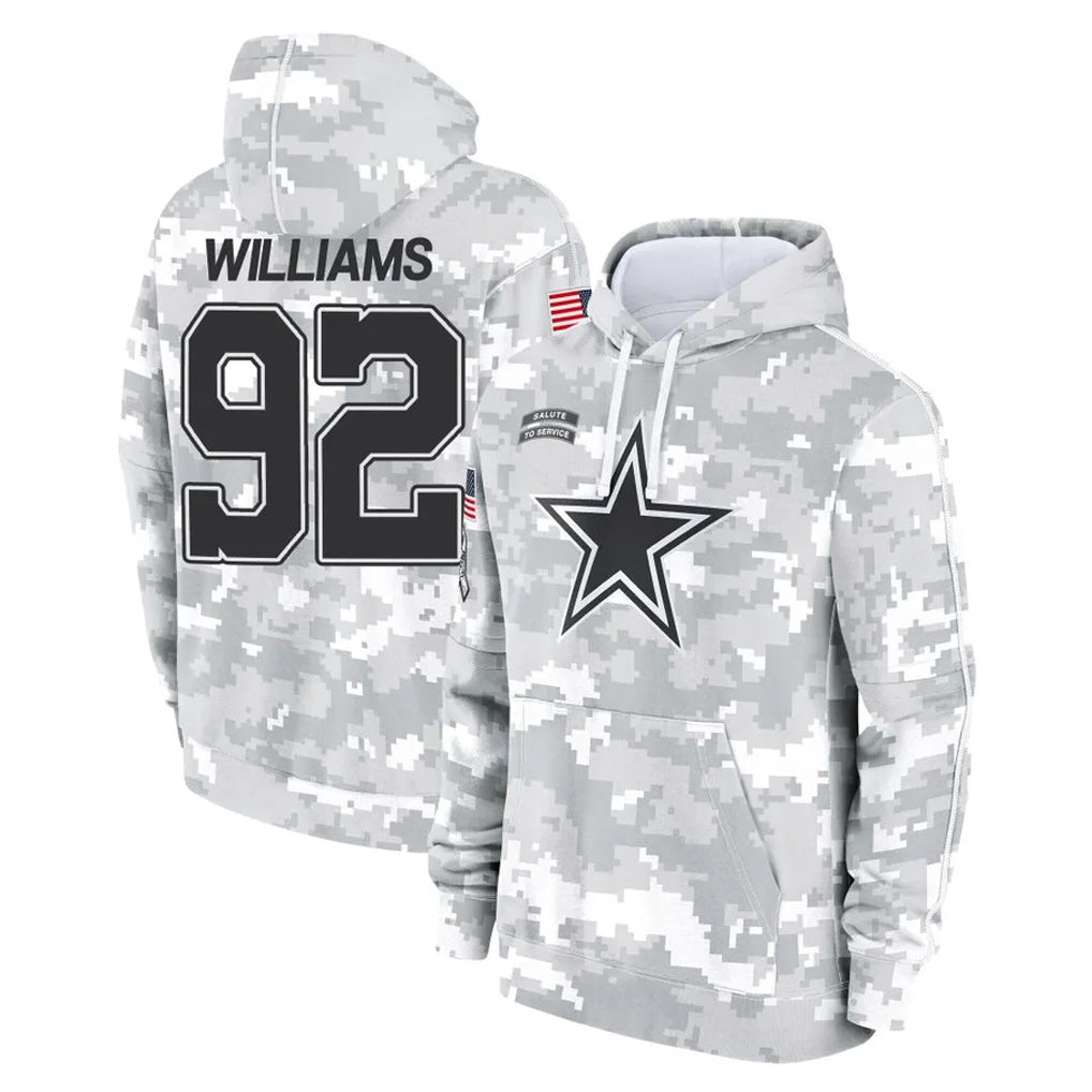Elroe D.Cowboys #92 Quinnen Williams Player Arctic Camo Salute to Service Hoodies Limited Game Stitched Jerseys