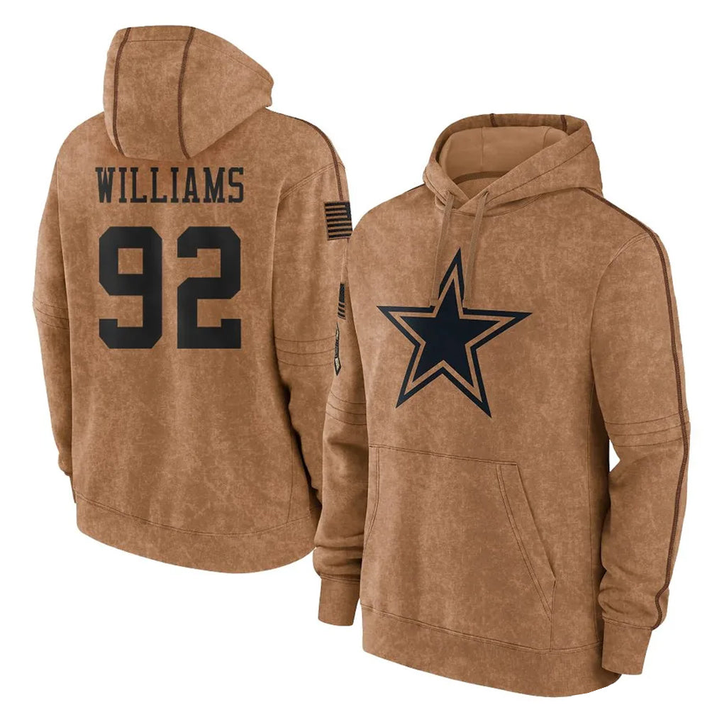 Elroe D.Cowboys #92 Quinnen Williams Player Brown Salute to Service Hoodies Limited Game Stitched Jerseys