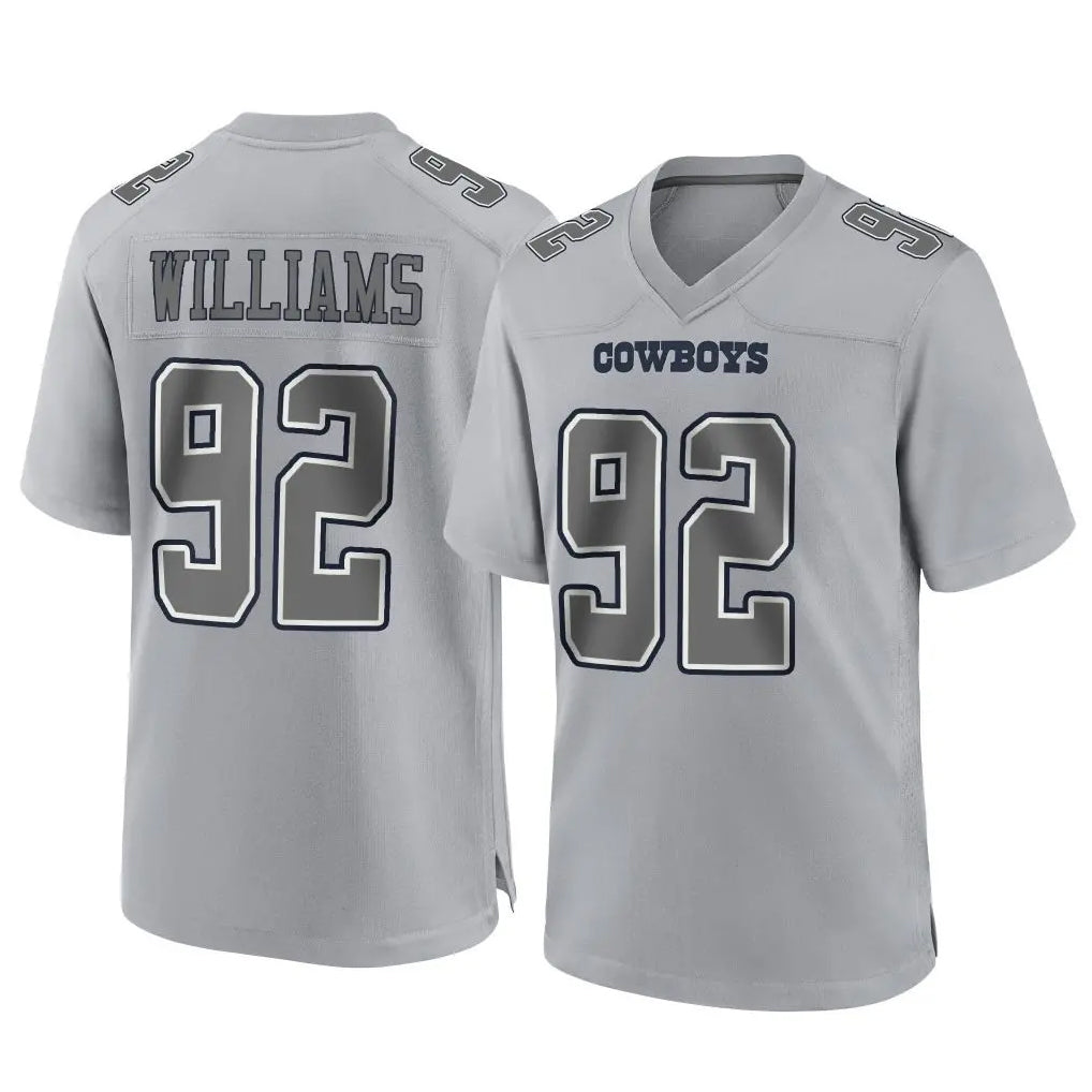 Elroe D.Cowboys #92 Quinnen Williams Player Gray Atmosphere Fashion Home Game Stitched Jerseys