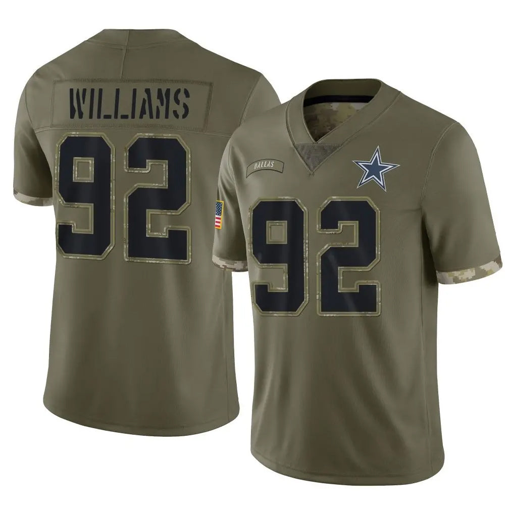 Elroe D.Cowboys #92 Quinnen Williams Player Olive Salute to Service Limited Game Stitched Jerseys