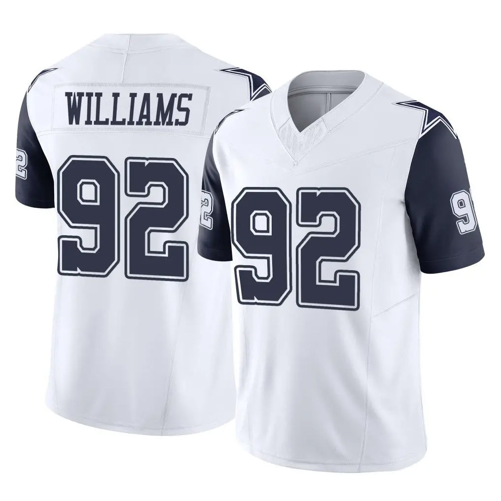 Elroe D.Cowboys #92 Quinnen Williams Player White-Navy Limited Vapor F.U.S.E. Home Game Stitched Jerseys