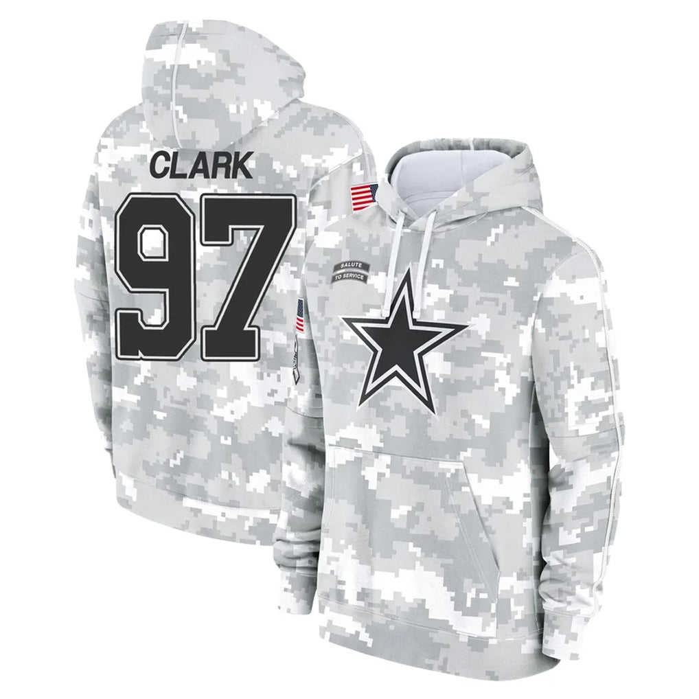 Elroe D.Cowboys #97 Kenny Clark Player Arctic Camo Salute to Service Hoodies Limited Game Stitched Jerseys