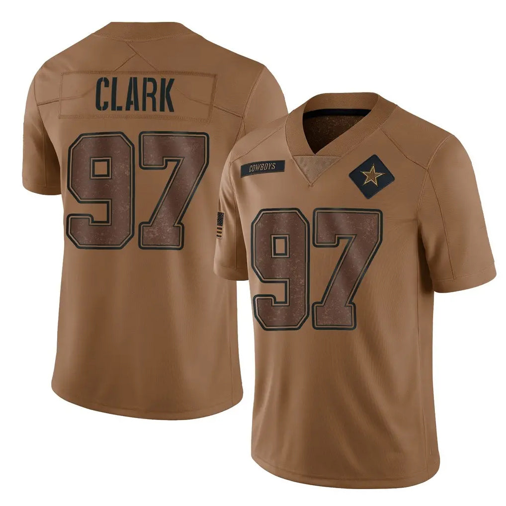 Elroe D.Cowboys #97 Kenny Clark Player Brown Salute to Service Limited Home Game Stitched Jerseys