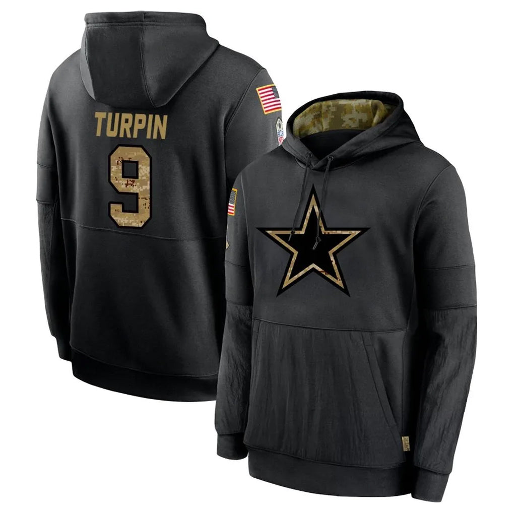 Elroe D.Cowboys #9 KaVontae Turpin Player Black Salute to Service Pullover Hoodies Limited Stitched Jerseys