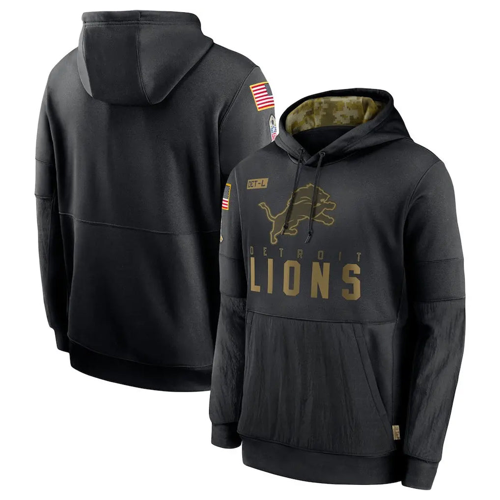 Elroe D.Lions Black Salute to Service Hoodies Limited Game Blank Player Stitched Jerseys