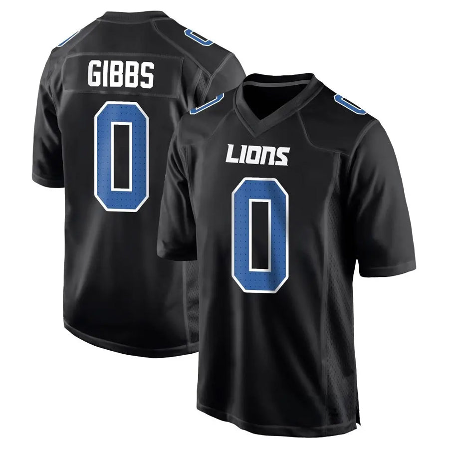 Elroe D.Lions #0 Jahmyr Gibbs Player Black Fashion Game Stitched Jerseys