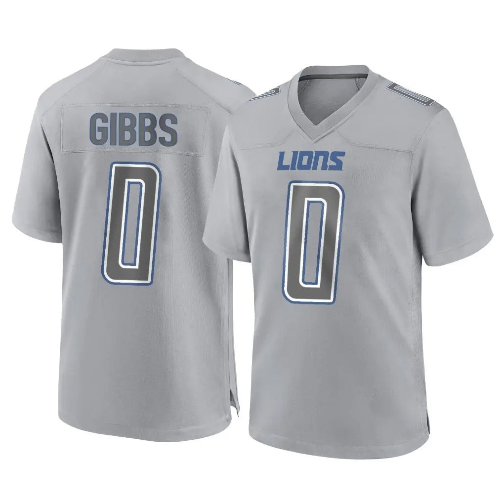 Elroe D.Lions #0 Jahmyr Gibbs Player Gray Atmosphere Fashion Home Game Stitched Jerseys