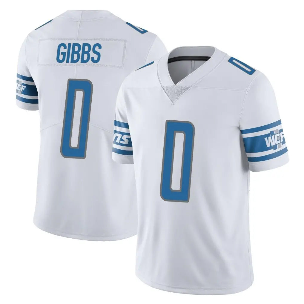 Elroe D.Lions #0 Jahmyr Gibbs Player White Limited Vapor Untouchable Home Game Stitched Jerseys