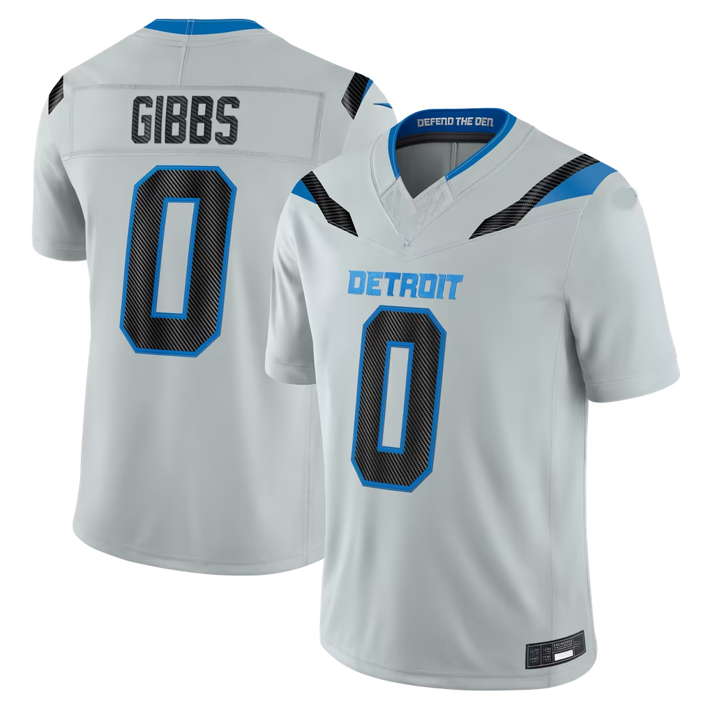 Elroe D.Lions #0 Jahmyr Gibbs Silver 2026 Rivalries Collection Limited Stitched Jerseys