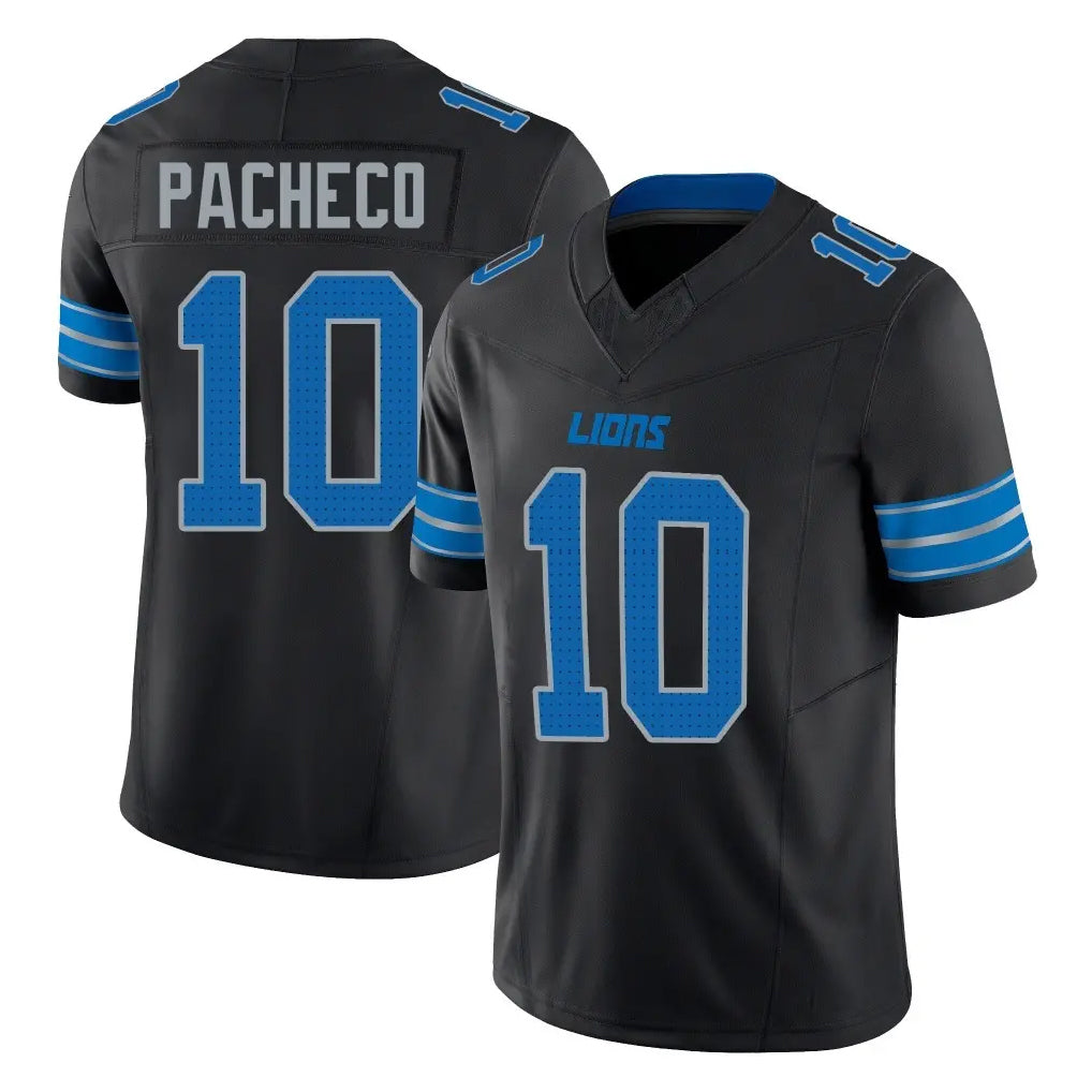 Elroe D.Lions #10 Isiah Pacheco Player Black Alternate Vapor F.U.S.E. Limited Home Game Stitched Jerseys