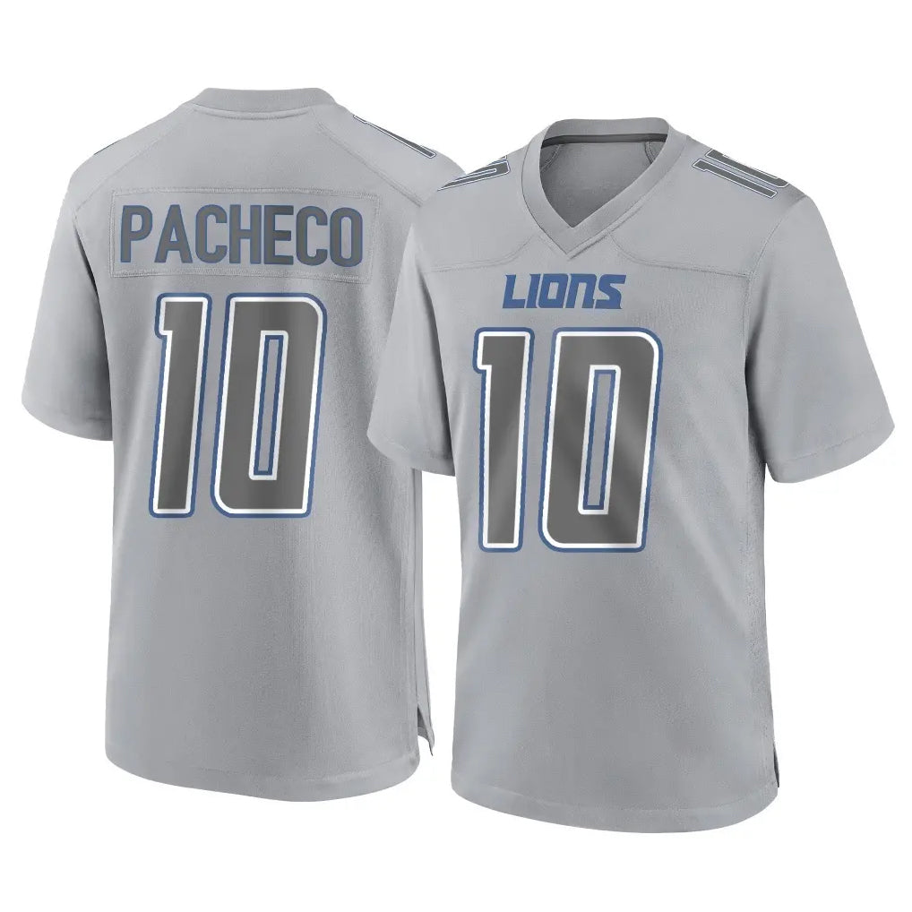 Elroe D.Lions #10 Isiah Pacheco Player Gray Atmosphere Fashion Home Game Stitched Jerseys