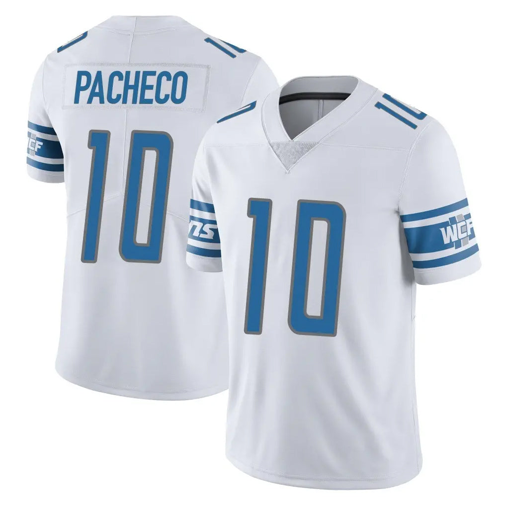 Elroe D.Lions #10 Isiah Pacheco Player White Limited Vapor Untouchable Home Game Stitched Jerseys