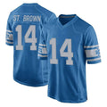 Elroe D.Lions #14 Amon-Ra St. Brown Player Blue Vapor Untouchable Throwback Game Stitched Jerseys
