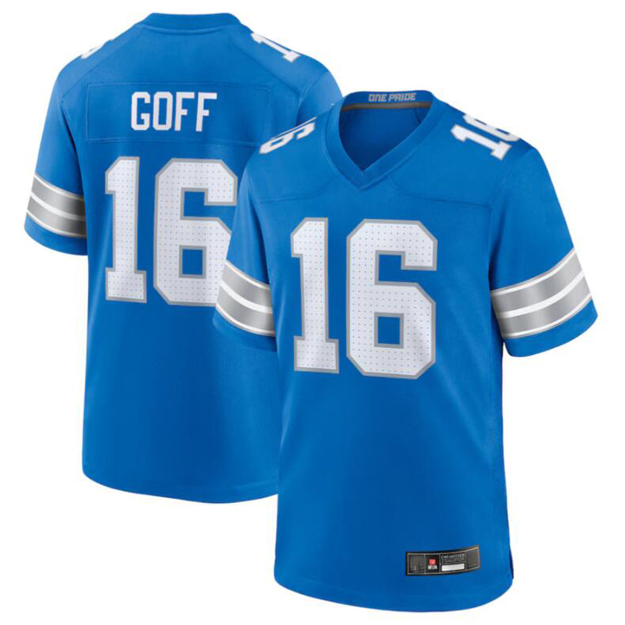 Elroe D.Lions #16 Jared Goff Blue Game Jersey American Stitched Jerseys