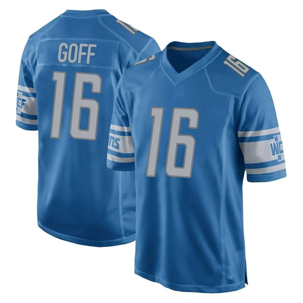 Elroe D.Lions #16 Jared Goff Player Blue Home Game Stitched Jerseys