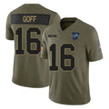 Elroe D.Lions #16 Jared Goff Player Olive 2025 Salute To Service Limited Home Game Stitched Jerseys