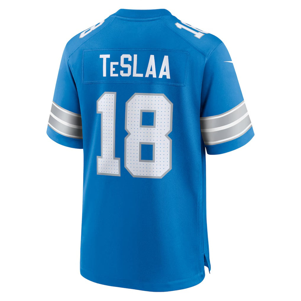 Elroe D.Lions #18 Isaac TeSlaa Blue Game Player Jersey