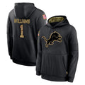 Elroe D.Lions #1 Jameson Williams Player Black Salute to Service Hoodies Limited Game Stitched Jerseys