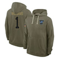 Elroe D.Lions #1 Jameson Williams Player Olive Salute to Service Pullover Hoodies Limited Stitched Jerseys