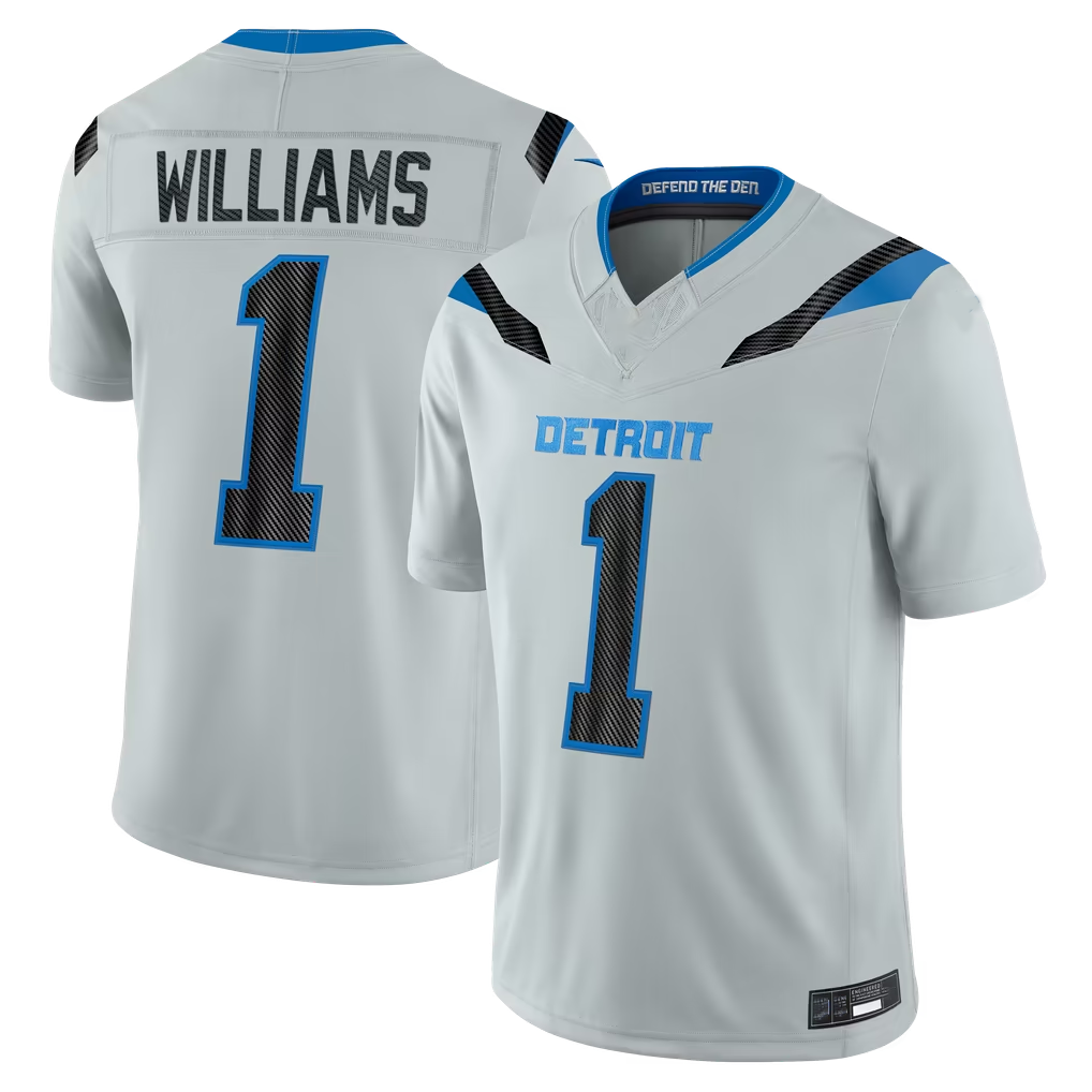 Elroe D.Lions #1 Jameson Williams Silver 2026 Rivalries Collection Limited Stitched Jerseys