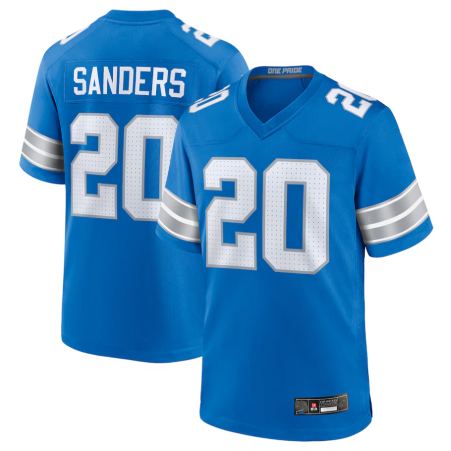Elroe D.Lions #20 Barry Sanders Player Blue Game Stitched Jerseys