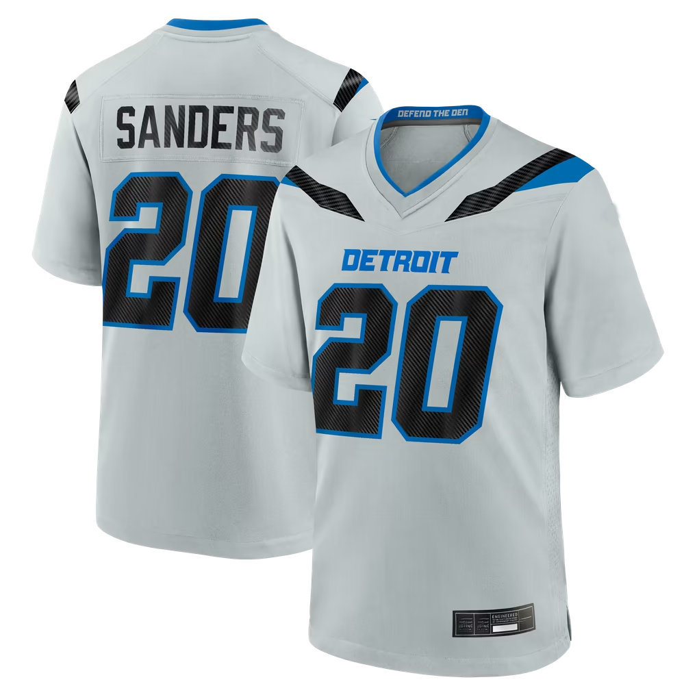 Elroe D.Lions #20 Barry Sanders Silver 2026 Rivalries Collection Game Stitched Jerseys