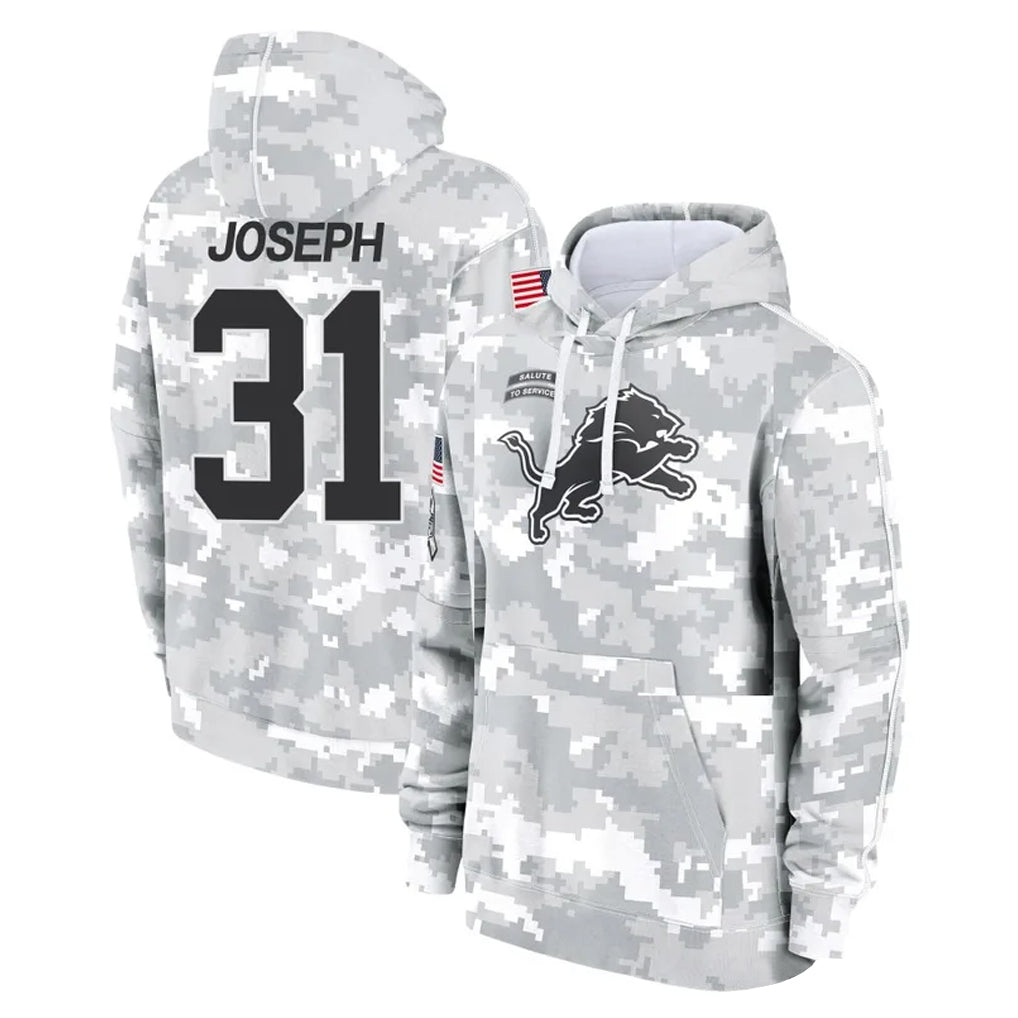 Elroe D.Lions #31 Kerby Joseph Player Arctic Camo Salute to Service Hoodies Limited Game Stitched Jerseys