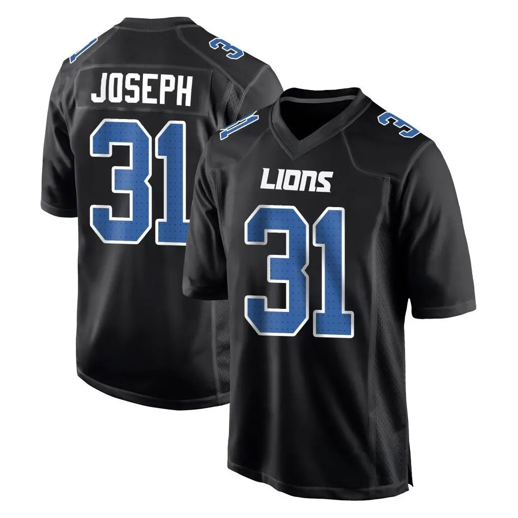 Elroe D.Lions #31 Kerby Joseph Player Black Fashion Home Game Stitched Jerseys