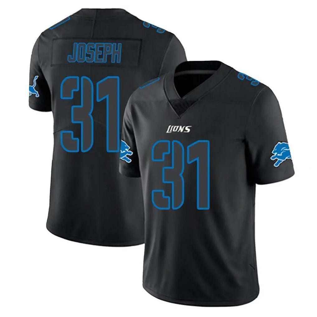 Elroe D.Lions #31 Kerby Joseph Player Black Impact Limited Home Game Stitched Jerseys