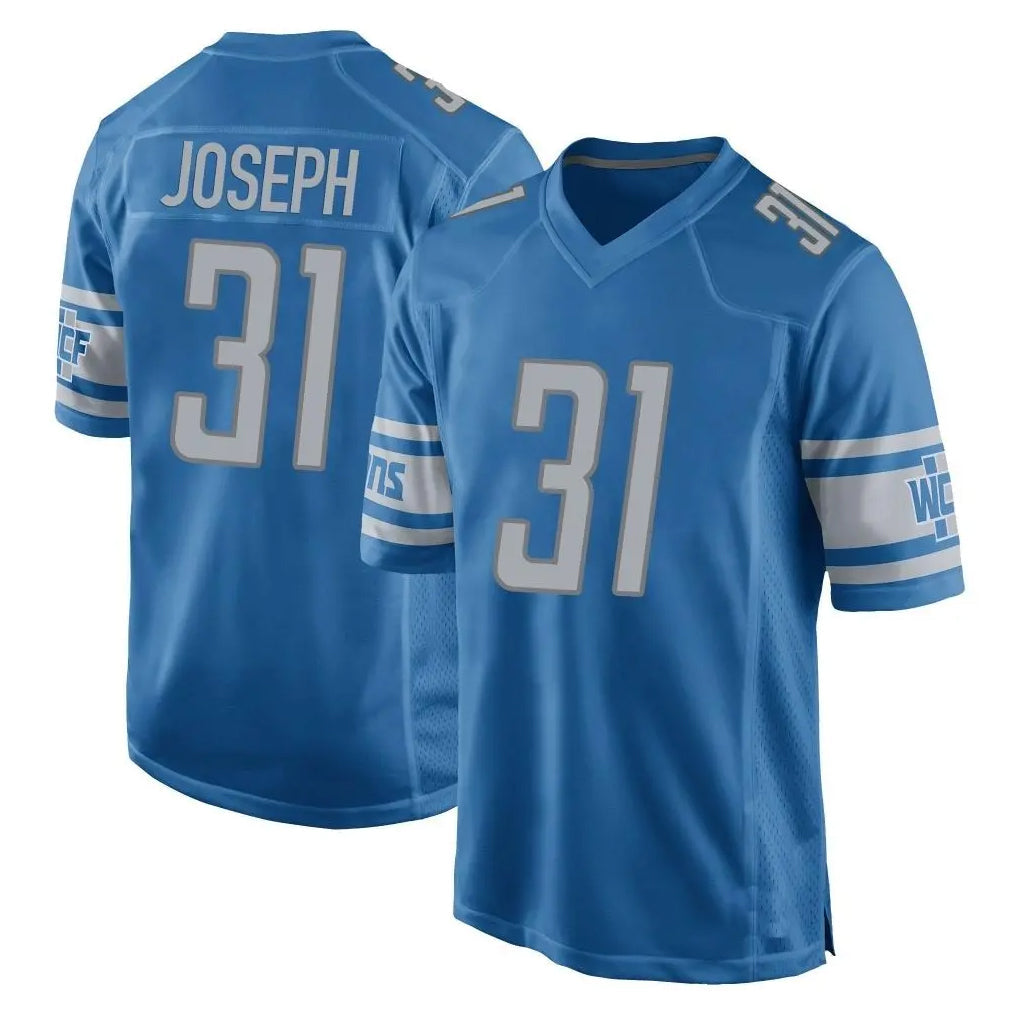 Elroe D.Lions #31 Kerby Joseph Player Blue Home Game Stitched Jerseys