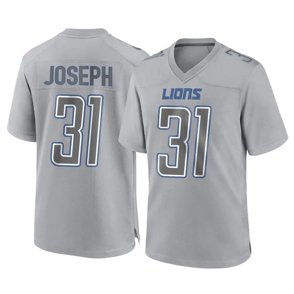 Elroe D.Lions #31 Kerby Joseph Player Gray Atmosphere Fashion Home Game Stitched Jerseys