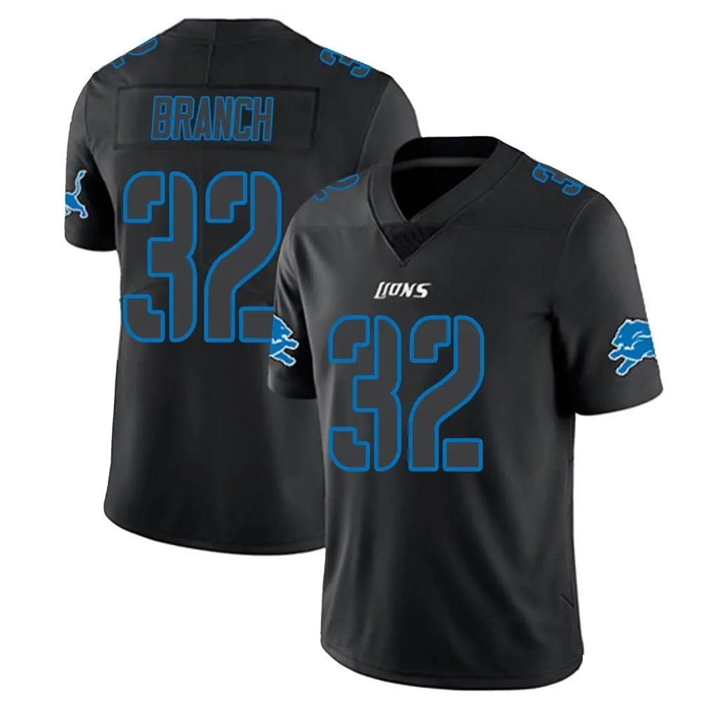 Elroe D.Lions #32 Brian Branch Player Black Impact Limited Home Game Stitched Jerseys
