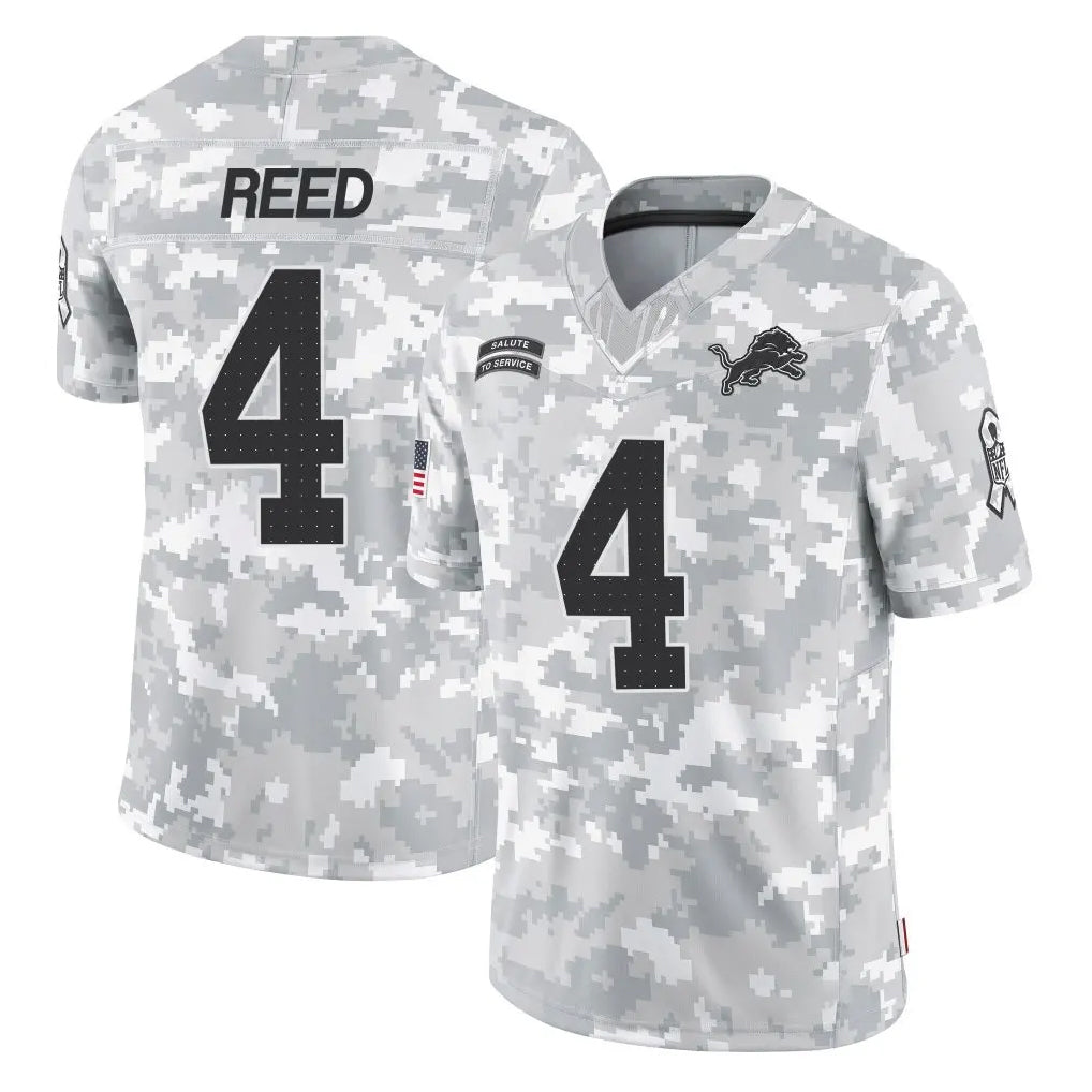 Elroe D.Lions #4 D.J. Reed Player Arctic Camo Salute To Service Limited Stitched Jerseys