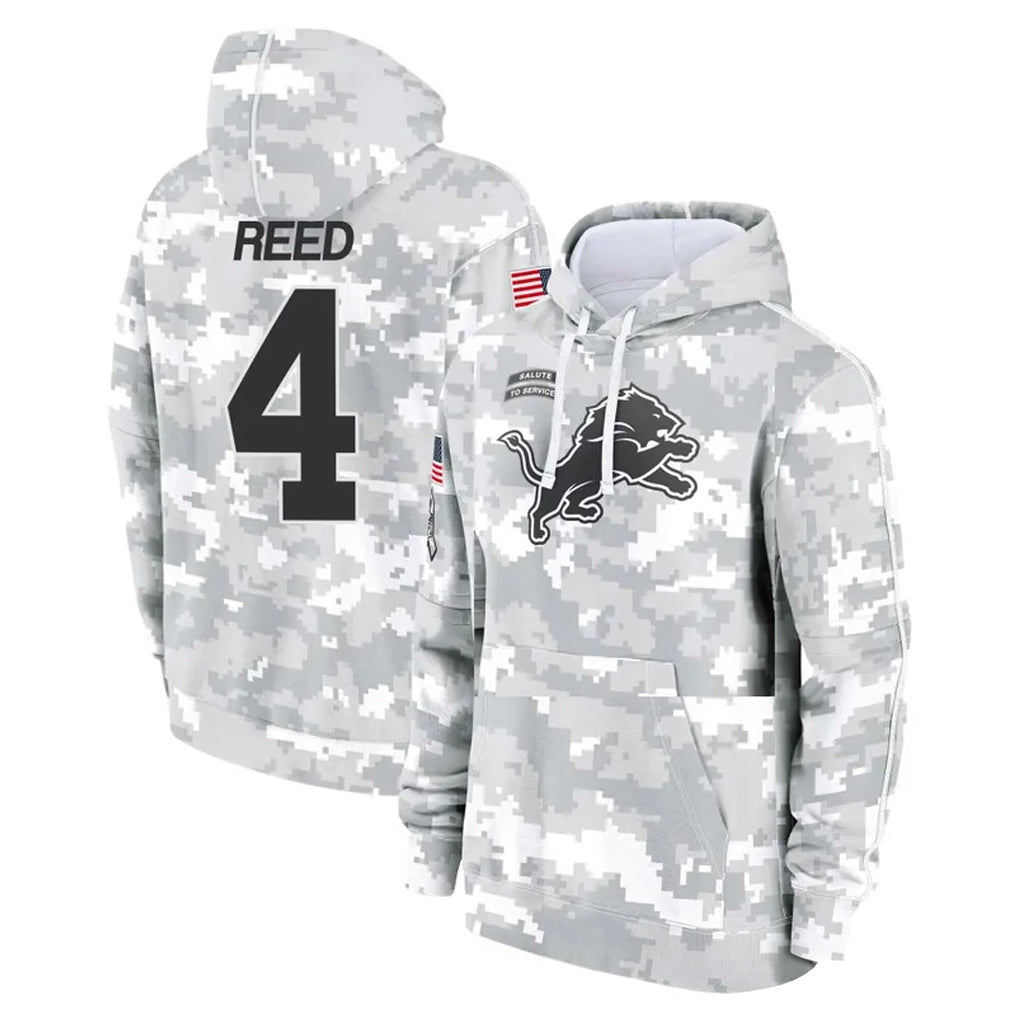 Elroe D.Lions #4 D.J. Reed Player Arctic Camo Salute to Service Hoodies Limited Game Stitched Jerseys