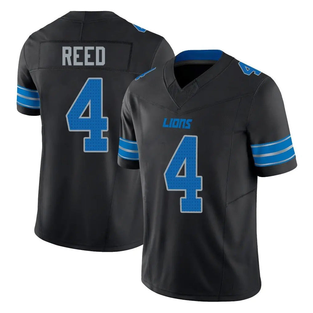 Elroe D.Lions #4 D.J. Reed Player Black Alternate Vapor F.U.S.E. Limited Home Game Stitched Jerseys