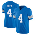 Elroe D.Lions #4 D.J. Reed Player Blue Limited Vapor F.U.S.E. Alternate Home Game Stitched Jerseys