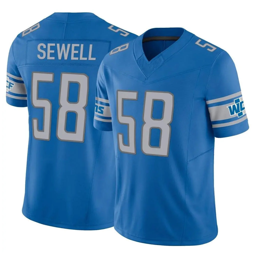 Elroe D.Lions #58 Penei Sewell Player Blue Vapor F.U.S.E. Limited Home Game Stitched Jerseys