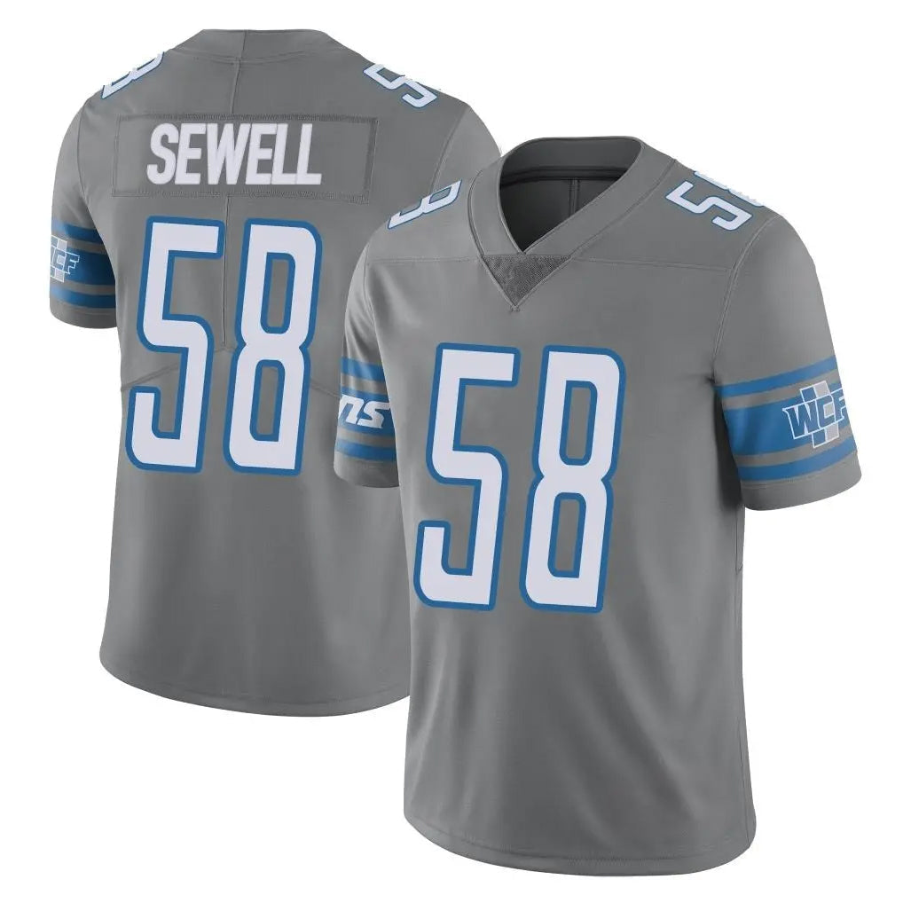 Elroe D.Lions #58 Penei Sewell Player Gray Vapor Untouchable Limited Home Game Stitched Jerseys