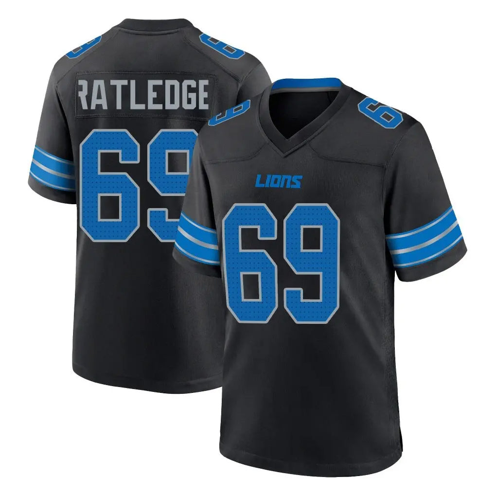 Elroe D.Lions #69 Tate Ratledge Player Black Alternate Home Game Stitched Jerseys